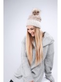 Beige winter hat with a cuff C11 - Online store - Boutique